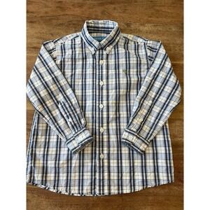 J.BAILEY Boys Toddler Button Down Long Sleeve Plaid Shirt Blue Size 5 T